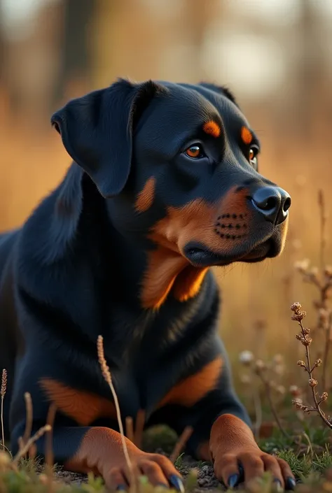 ((masterpiece, Highest quality, Best image quality, High resolution, Realistic, RAW Photos, 8k)), ((Highly detailed CG synthesis 8k wallpaper)), （Rottweiler in nature、cold々A good appearance、noble、）High-brand poster、Rottweiler with an adult man（The man is w...