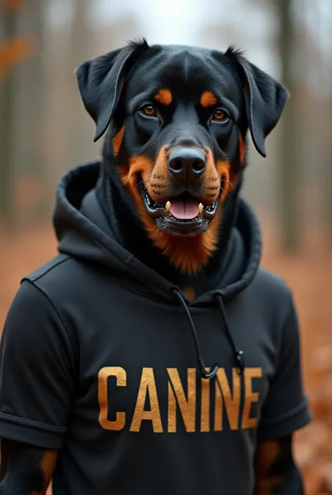 ((masterpiece, Highest quality, Best image quality, High resolution, Realistic, RAW Photos, 8k)), ((Highly detailed CG synthesis 8k wallpaper)), （Rottweiler in nature、cold々A good appearance、noble、）High-brand poster、Rottweiler with an adult man（The man is w...