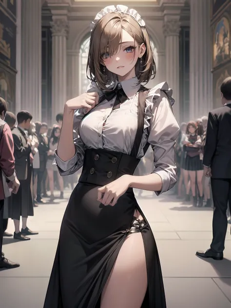 Highly detailed CG Unity 8k wallpaper, Top quality, Highly detailed, Masterpiece, Highly detailed pretty girl, 8 years old, (((lifting skirt by herself))), (lifting skirt by herself)), dynamic angles, sexy pose, blush, lips apart, looking at audience, half...