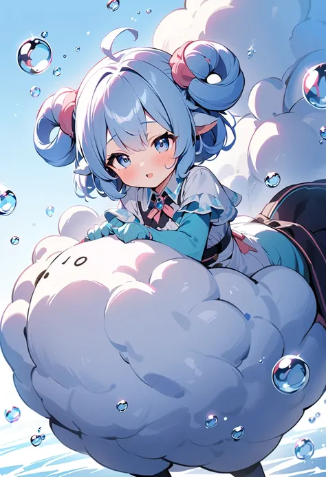 (best quality, masterpiece),A sheep whose body is made of bubbles,cute monster,