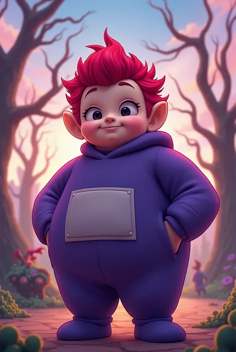 Po character from the slendytubbies 3 game with  anime style humanized male 