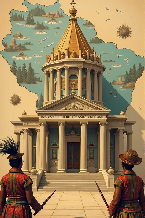 Clear! Here is a detailed description of an image that represents the idea that Freemasonry is a reflection of the country where it is practiced:

In the center of the image, a Masonic temple with classical columns and arches is found, but with a unique to...