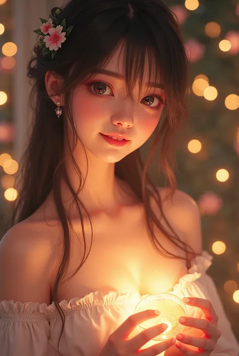 {{{{{3,318 trillion pixels high resolution, nsfw, Realistic scenery and lovely Japanese girl who is sexual panting as her nudity in a romantic Cylindrical crystal sparkling herbarium filled with flower oil, thicken the lips look pretty, Boobs are fluffy an...