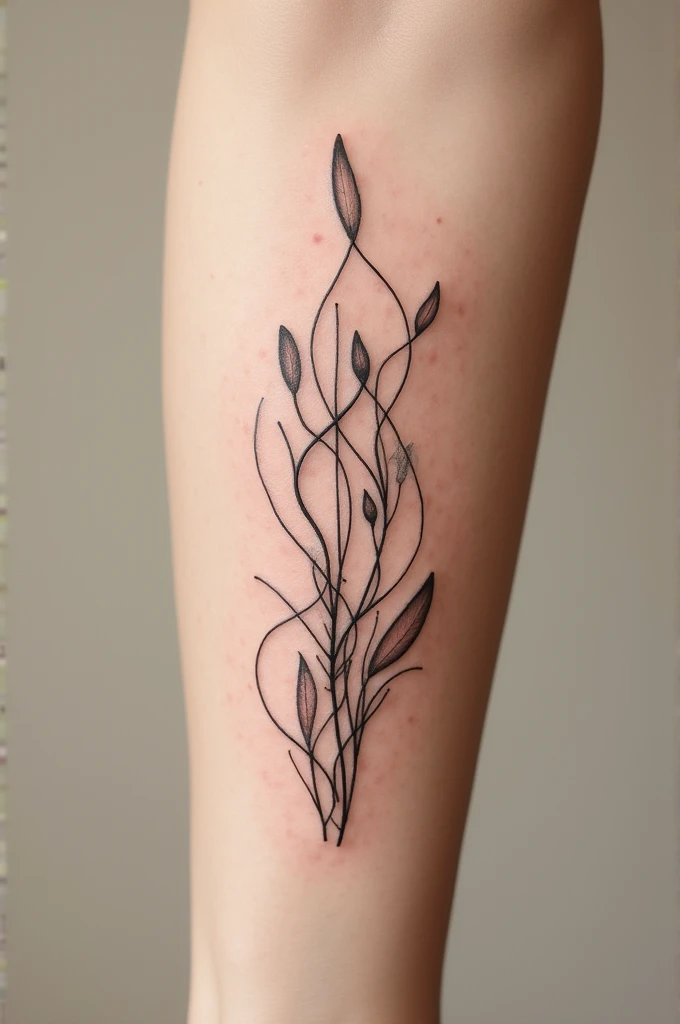 "A minimalist and abstract tattoo that symbolizes personal growth. It represents the transformation and evolution of the mind and spirit, with elements like ascending lines, smooth curves and organic shapes that convey resilience, Overcoming and progress. ...