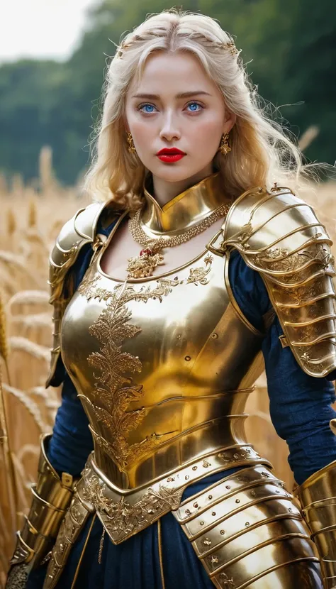 masterpiece,Highest quality,wonderful,(Female Knight_Female Knight:1),(Full body golden armor:1.3), (35歳のFemale Knight:1.3),、Big and ample breasts, Big Breasts,Big Breasts,,Hyper Real,中世ヨーロッパの都市のbattlefieldにいる,Expressionless,、British women、Delicate skin te...