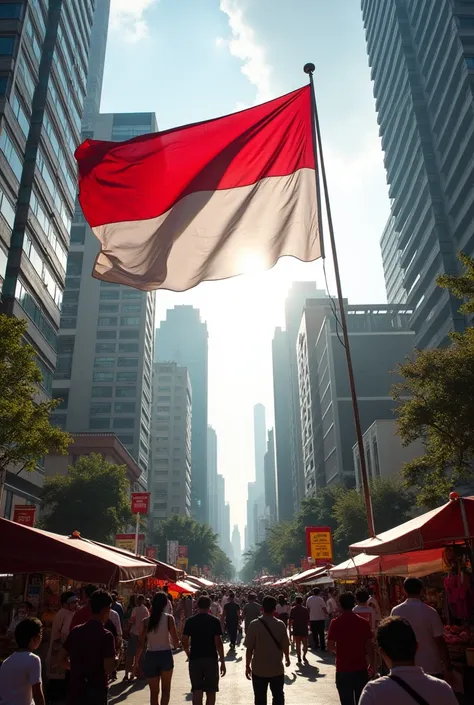 The red and white Indonesian flag flutters above the capital of Nusantara.