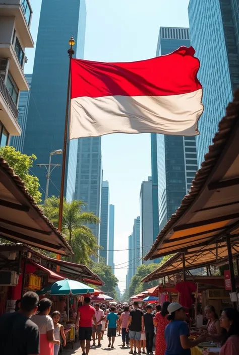 The red and white Indonesian flag flutters above the capital of Nusantara.