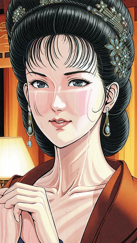 (best quality), (very aesthetic), (ultra-detailed), (best illustration),(a mature female),(perfect face),suikoden,mrs. lin,(((ns...