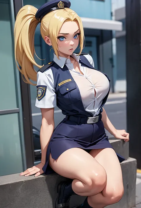 Masterpiece,Solo,1Girls,Rin Nohara,(Naruto),Big Breasts,Pussy,Perfect Body,Sexy Body Hot,Ultra High Quality,Ultra High Resolution,Photograph 16K,Ultra Detailed,Blonde Hair,Ponytails,Beautiful,Beautiful Girls,Female Police Theme,Female Police Uniform,Police...