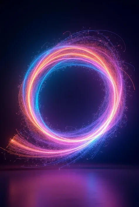 Generate an image of a hoop spinning effect with luminous effects and in 3D horizontal without background