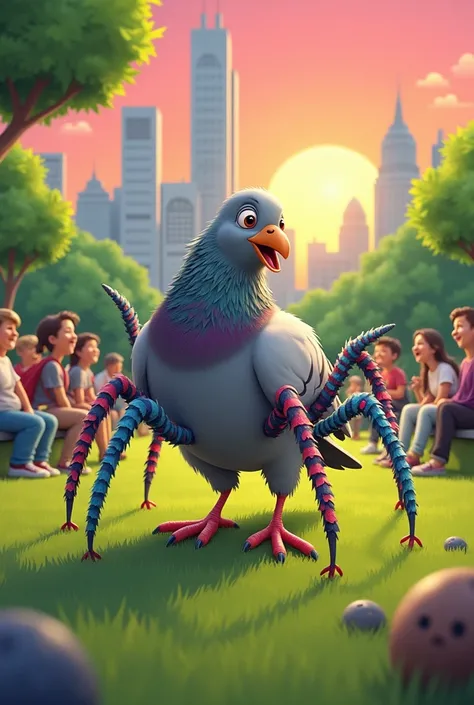 Create funny images referencing the spider pigeon 