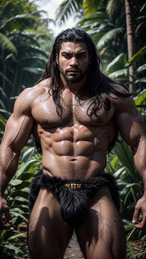 Strong, hairy, black male superhero from the Amazon rainforest