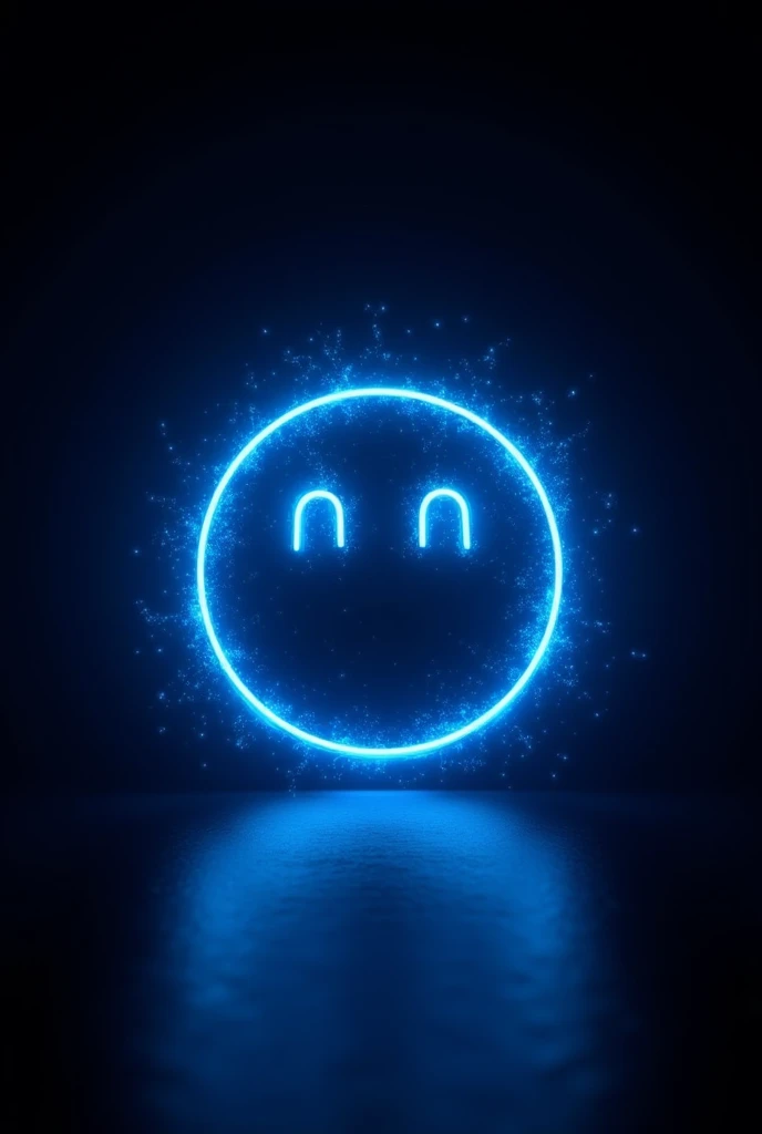 Sur un fond noir un smile en bleu fluo avec les yeux contents fermés