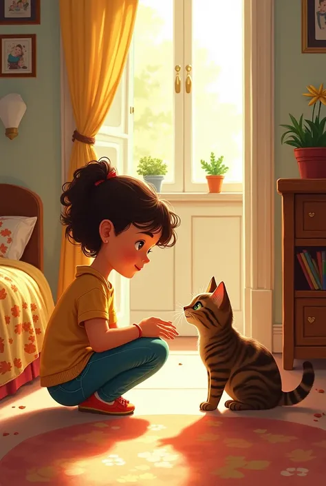 Alya adored her brown tabby cat, PJ. When her parents announced a week-long visit to Aunt Samantha and her cousin Lila, Alya was heartbroken. She hugged PJ tightly, saying, "I don’t want to leave you."

Her mom reassured her, "PJ will be fine with Aunt Sam...