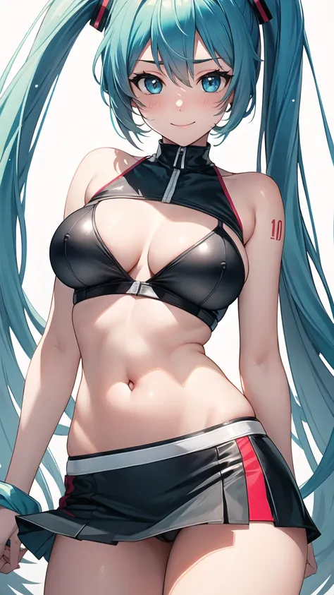 ((Tabletop, Highest quality, High resolution, Hmph, Pixel perfect, Depth of written boundary, 4K, )), One Girl, alone, , Beautiful Anime, Beautiful art style, close, View your viewers, Perfect body, Hatsune Miku・VOCALOID, Light blue hair, (Large Breasts), ...