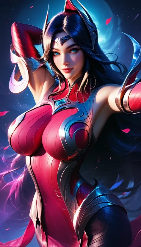 beautiful face, cute face, league of legends, irelia, nude, smug smile, biggest breasts, huge breasts, long breasts, 30yo, queen...