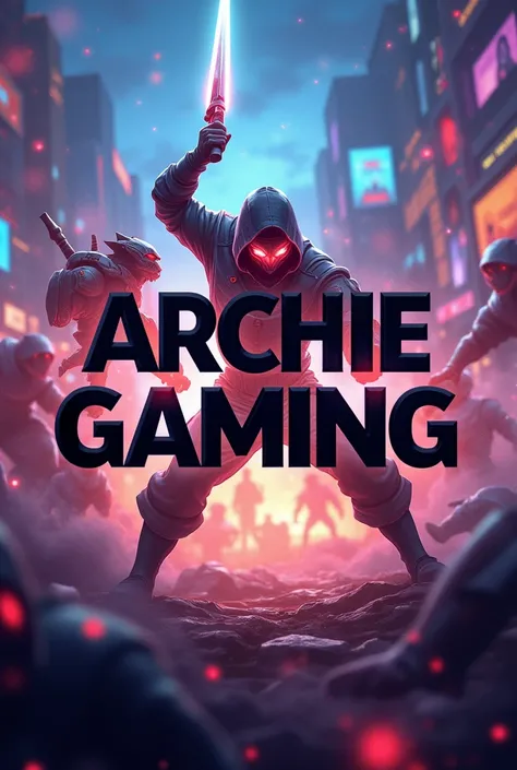 cool realistic lettering with mobile legend background and name says Archie gaming black letters
