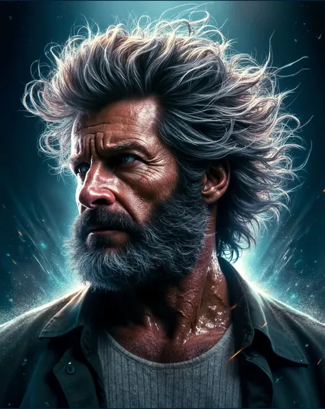 Portrait of Hugh Jackman as Logan The Wolverine