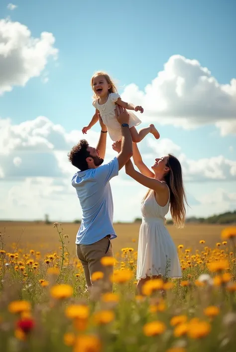 Husband and wife with little daughter happiest moments AI images