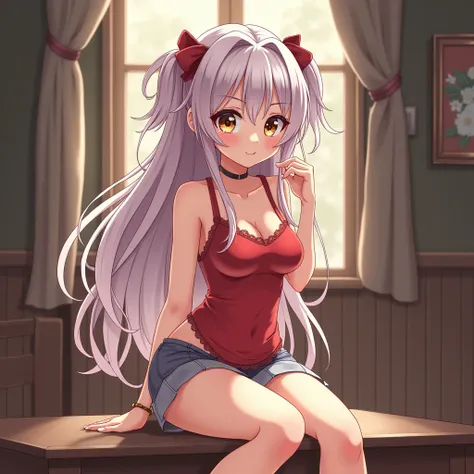 Sexy cottage anime girl open legs