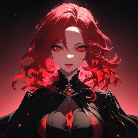 Sexy older sister　Black and red hair(7:3) villain　vampire　red aura