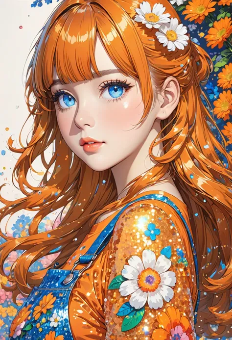 Big fat girl in tight  orange sundress, ,Lineartnime, anime simple style
1woman.flower painting on sequins overalls.sequins shinywhite lips. eyeshadow.shinywhiteeyeliner.bustshot.(ultradetailed:1.4).16K.bestshot.musterpiece.,starrystarscloudcolorful, 1girl...