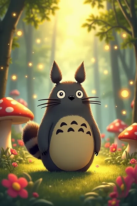 a raccoon looklike totoro anime