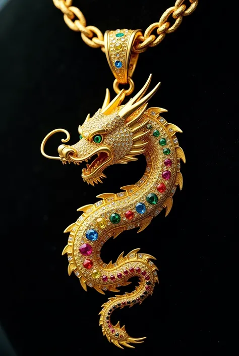 Gold dragon into a pendant with colored diamonds more designs
