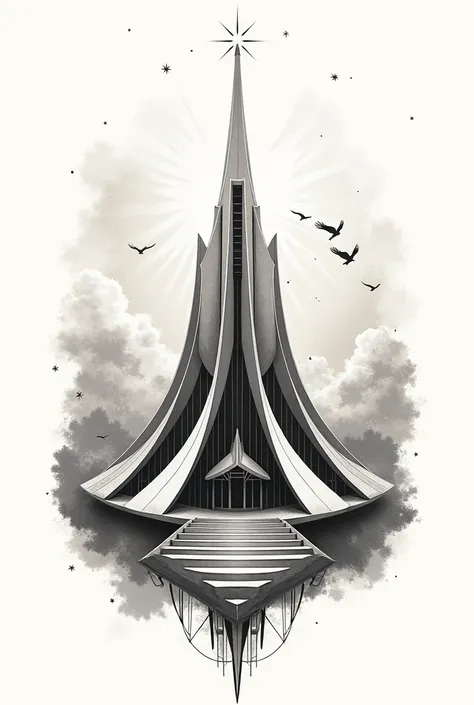 Create an original tattoo design of the Brasília Cathedral 
