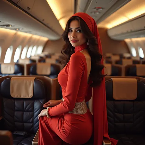 Sexy beautiful Big Boobies busty Traditonal Hijabi Muslim Pakistani Airhostess In Tight dress And Hijab, Wearing Waist chain around her navel. her juicy stomach Navel visible 