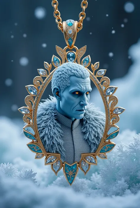 White walker king character designs into pendants of gold and colored diamond more designs