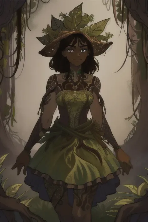 ((best quality)), ((highly detailed)), masterpiece, (detailed eyes, deep eyes), (1girl), cowboy shot, (dryad), (((plant_hair:2, ...