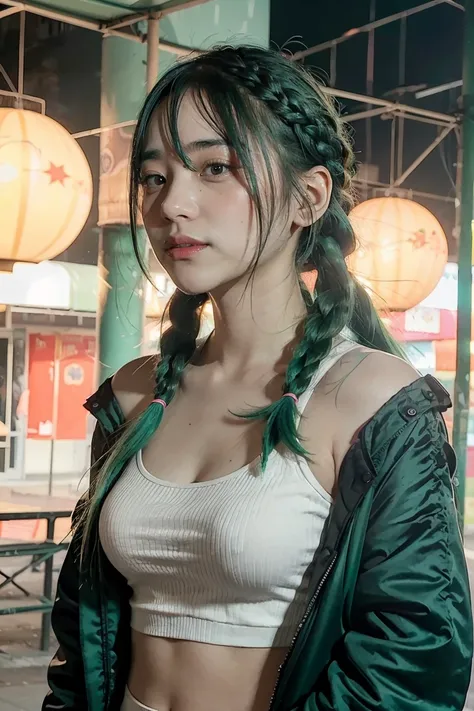 uma mulher com green hair e tatuagens, cyberpunk woman anime woman, trousers, Beautiful angry cyberpunk goddess, Cyberpunk art style, digital art anime cyberpunk, cyberpunk anime art, secret, Portrait, cyberpunk anime art, Cyberpunk art, dark fantasy cyber...