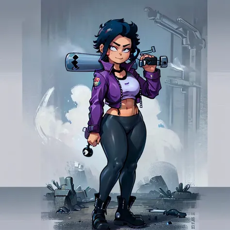 (((my hero academia style))), (((bibi))), (((brawl stars))), (((1girl))), (((female))), (((punk girl))), (((punk))), (((wide hip...