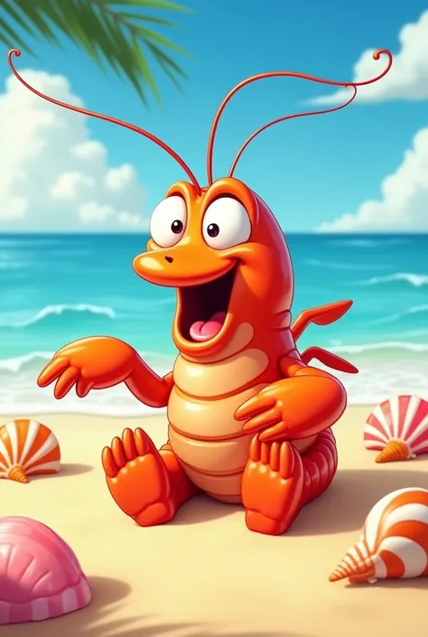 1 Orange Cartoon Shrimp