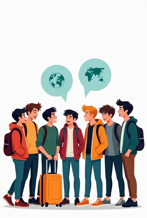 lets make image for me.I will use the image for a group photo. the group is about discussion of tour. and in the group there are eight of boys whom are study in inter 2nd year.
lets make the image with white background,and animated people. also with two re...