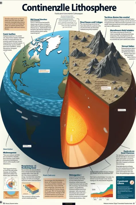 create a poster that shows the difference between oceanic and continental lithosphere make it informational