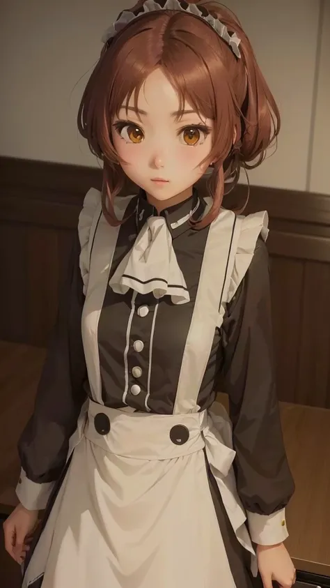 An anime character wearing a uniform stands in the room., Also, Anime girl in maid outfit, Today&#39;s featured anime is still, Another close-up of Iwakura, Smiling just a little, honest shinka, In anime movies, honest, Cute anime visuals, Another close-up...