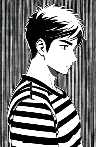 Striped shirt、Monochrome