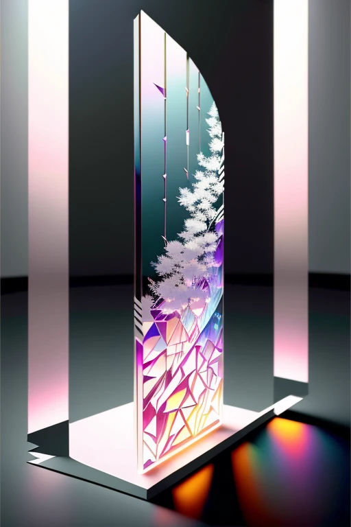 (ultra detailed, absolutely resolution, best quality:1.3), the entire image shows glass with fine cracks, and the cracks create prism effect that causes the glass to reflect light in iridescent way, it becomes like stained glass, fusion of watercolors and ...