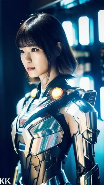 Highest quality, masterpiece, shape, (Realistic, photo-Realistic:1.37), wonderful, In detail, Unbelievably absurd, Very detailed, High resolution, Very detailed CG Unity 8k , Very detailed目と顔, Ray Tracing, The cyborg girl is pure.,She is wearing a mecha ar...