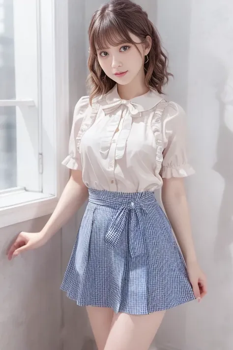 (inside), (window), (masterpiece), (最high quality), (very detailedな), (best shadow), (photorealistic:1.4), frill blouse, skirt, ...