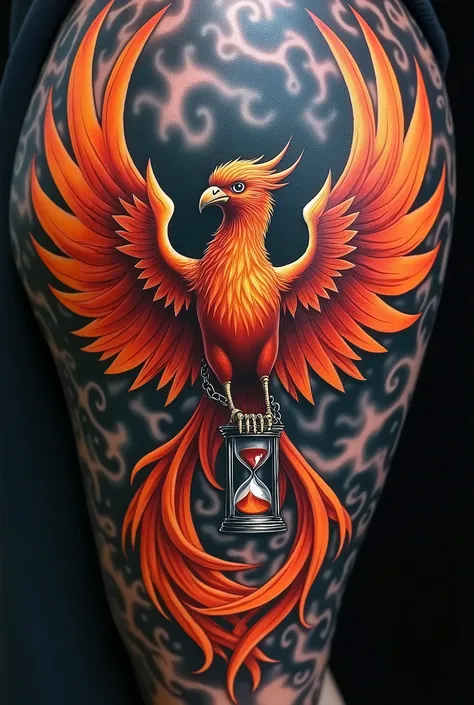 

Its supposed to be a phoenix, the wings come over the shoulder to the front. 

I have to say this tattoo is for my deceased dad. He was a huge Iron Maiden fan. 

In the ashes I want Eddy to be seen, the mascot of the band, and my dad.  Its hard to write....