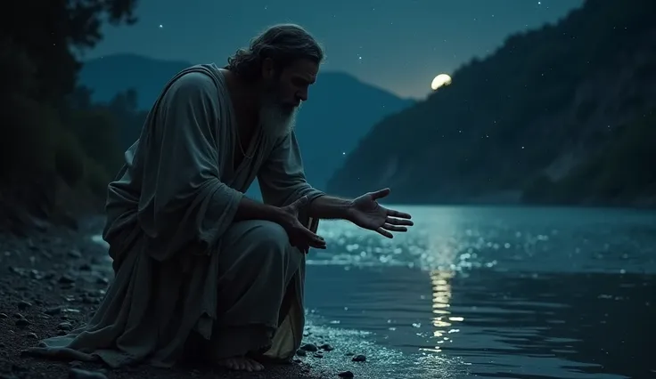 biblical times dark and silent night,  on the banks of the Jabbok River,. He was before perhaps a man angel . The man, I see the persistence of Jacob, tired and with torn clothes, granting him the blessing,