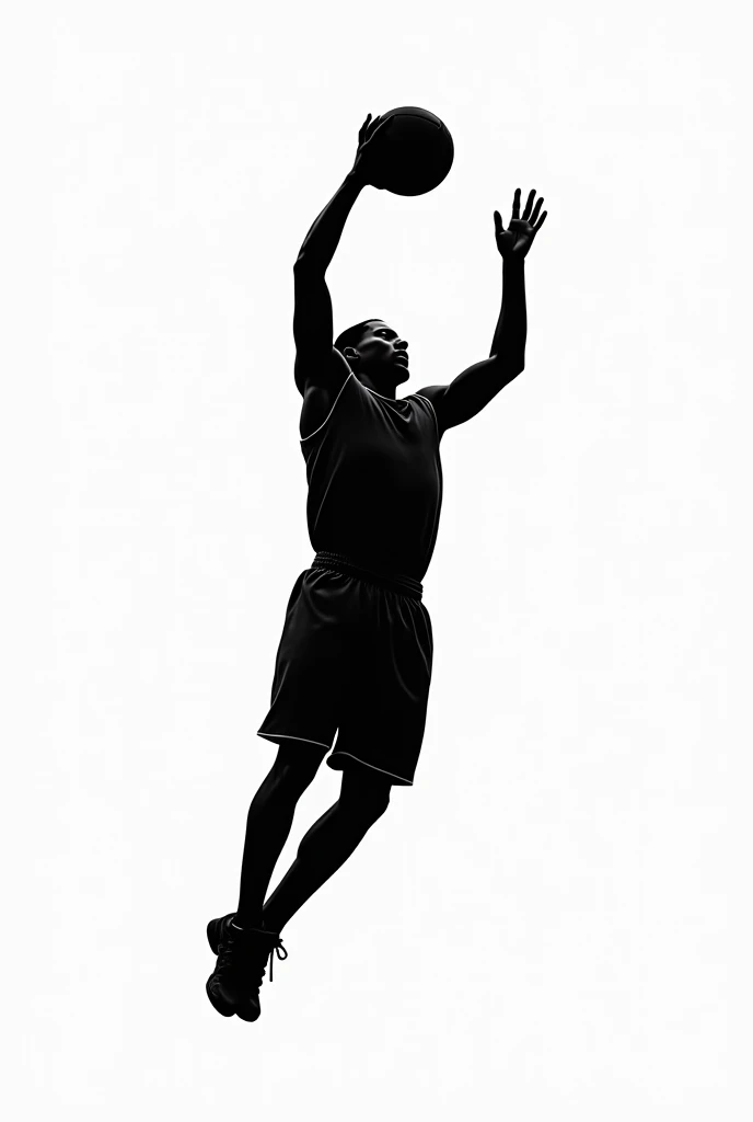 black shadow of a basketball player
without background