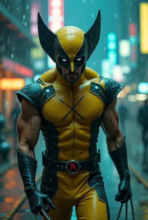 Criar umas imagens  
Actor asian Akira kanedas wolverine creepy monstrous scary as wolverine Year 2099s from X-Mens filmed by ZackSnyder, wolverine dress traje semi rasgado , fighting against thugs X-men Full body , traje rasgado semi Pearl yellow black ne...