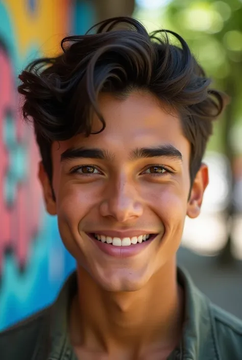 Create a stylish Brazilian teenager(just the face)(masculine)