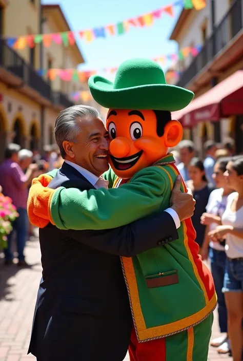 The president of Peru hugging El Chavo del 8

