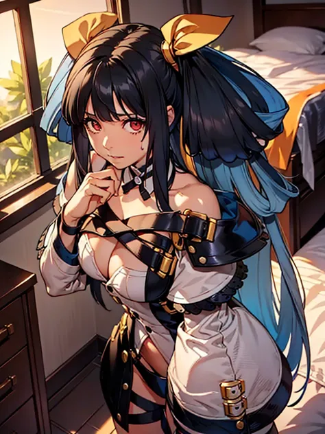 (​masterpiece、top-quality、hight resolution、Unity 8k、extremely details CG:1,Best Picture), nakoruru, black hair, A woman dressed in a seductive and alluring character cosplay, posing confidently with a sultry expression. Her eyes are half-lidded, and she ha...