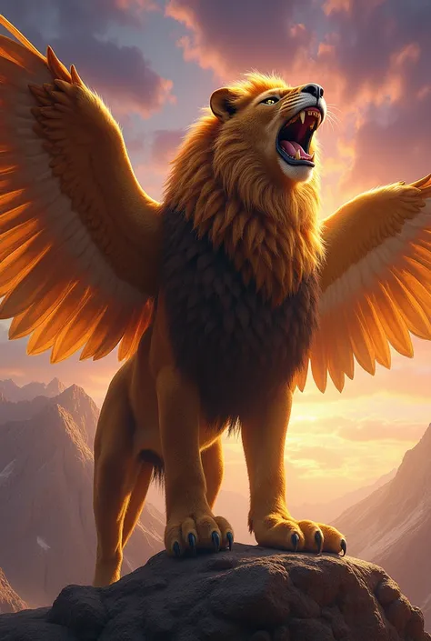 Half lion half eagle roar 